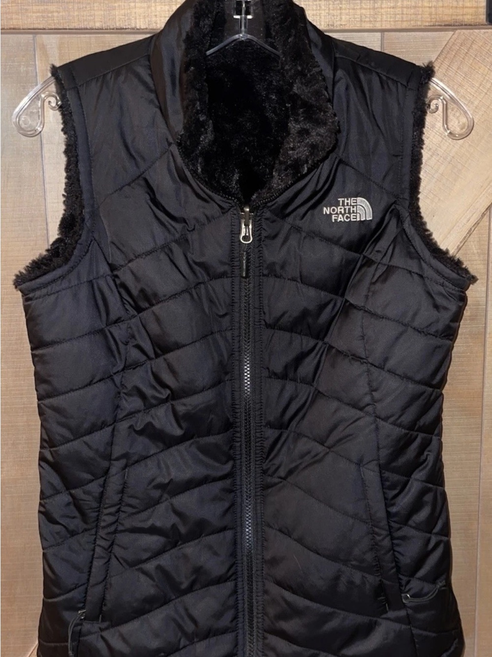 The North Face Black Quilted Faux-Fur Lined Vest